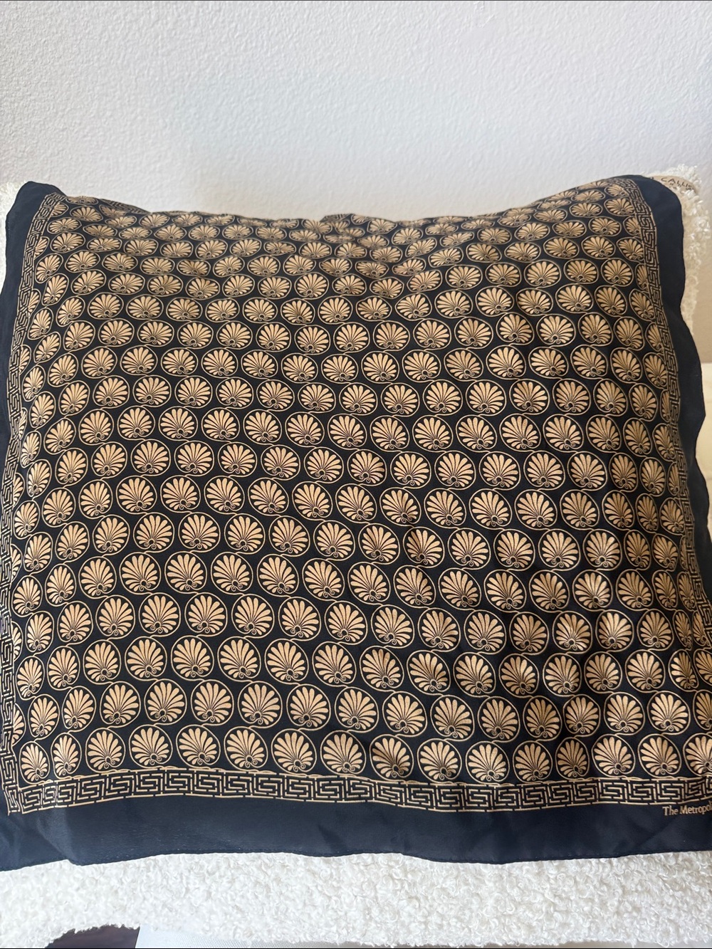 Black & Gold Patterned Silk Scarf - Elegant Accent